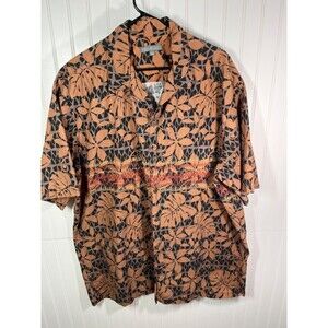 Koa Road Hawaiian Style Shirt 3XL Leaf Print Brown Black Short Sleeves
